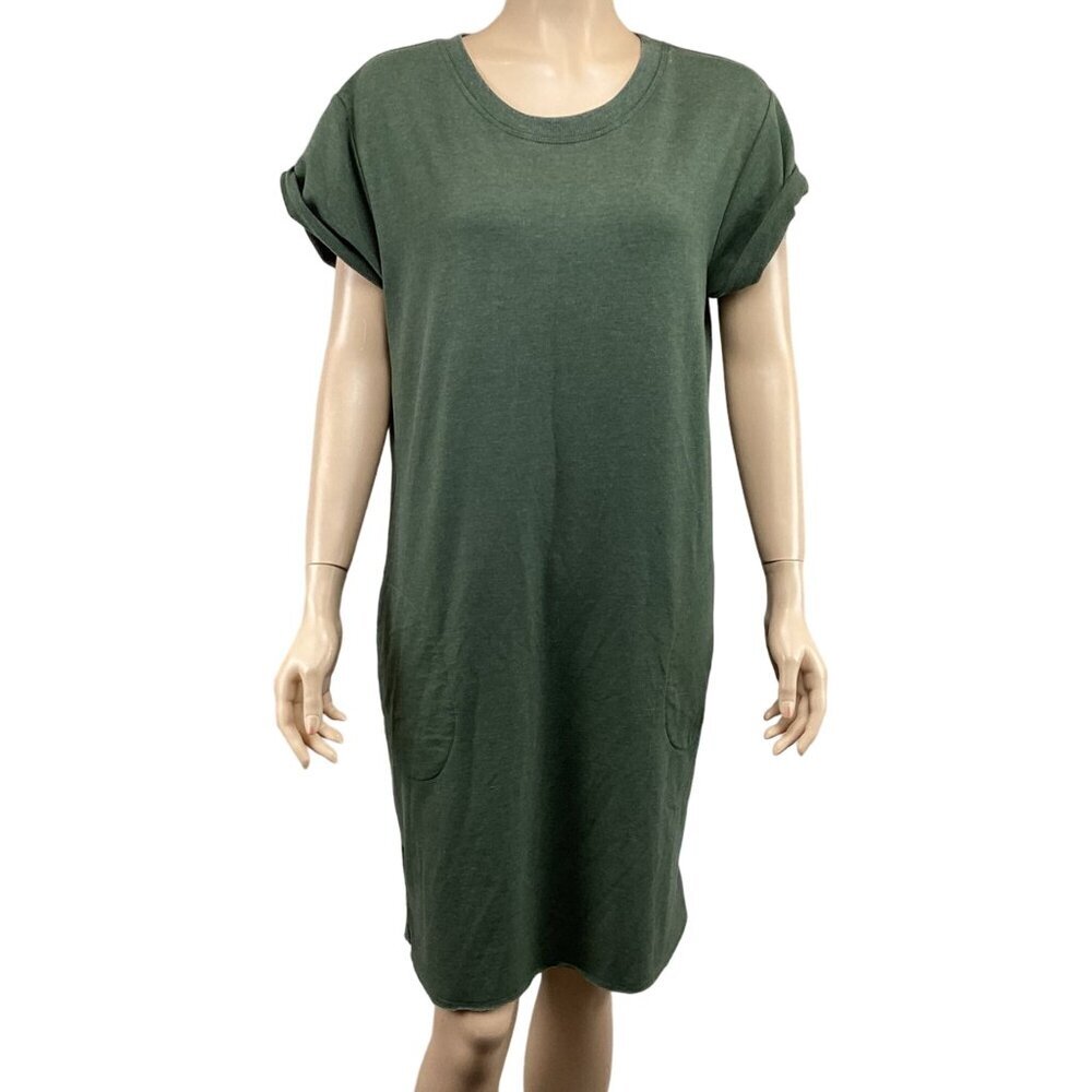 Sundays Three‎ Green Short Sleeve Casual Sweatshirt Dress Size Medium W/ Pockets